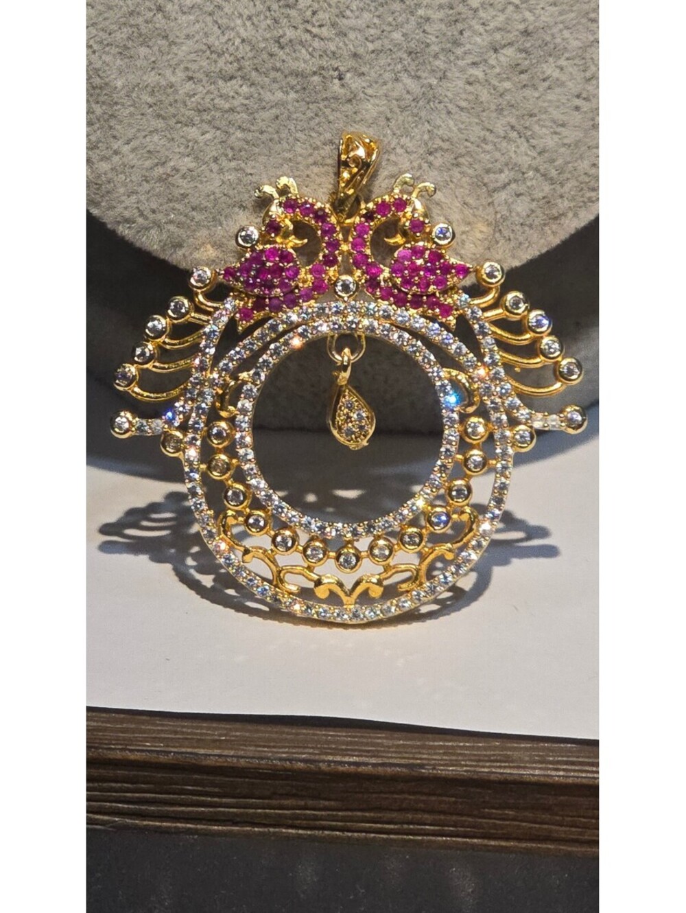 Bollywood Style Ruby Peacock Pendant